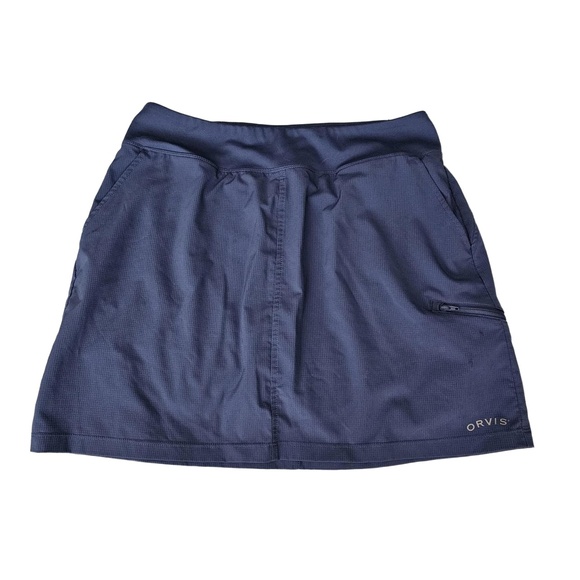 ORVIS Navy Blue Elastic Waist Side Pockets Skort‎ Womens Size Medium - Picture 2 of 5